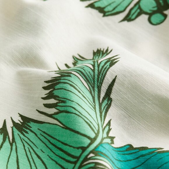 H&M Long Midi Palm Trees Leaves V-Neck Loose Fit Cotton Blend Dress with Lacing - Picture 5 of 14